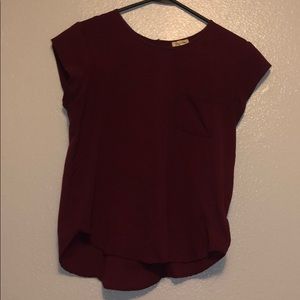 burgundy  pocket tee blouse